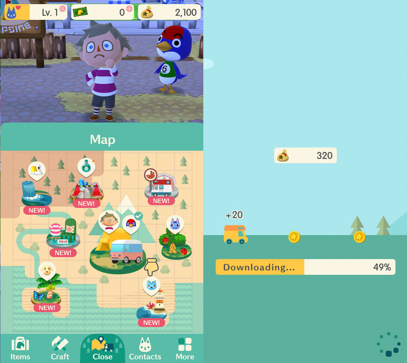 The map screen is where to jump from location to location. While the game loads (and downloads data, around 50-80mb at a time), you can play a quick little minigame to collect coins.